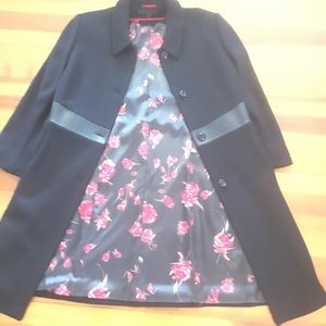 Via Spiga lined coat with leather trim